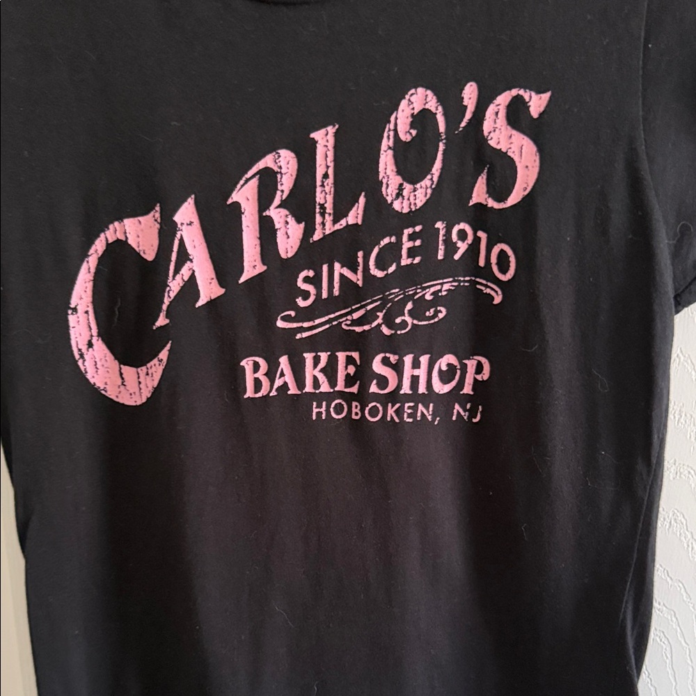 Black Short Sleeve Tee with Pink Graphic - Picture 3 of 8